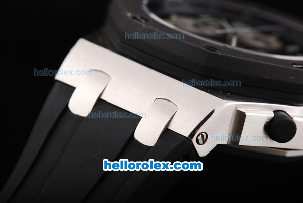 Audemars Piguet Royal Oak Offshore Chronograph Swiss Valjoux 7750 Movement Black Dial with White Numeral Marker and Black Bezel-Black Rubber Strap - Click Image to Close